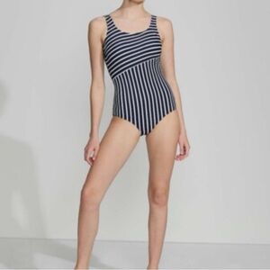 Lands' End Striped One-Piece Swimsuit Size S